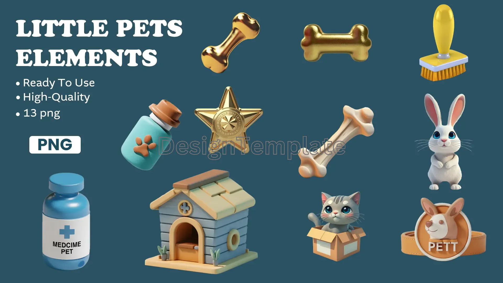 Pet Care Design 3D Elements Pack